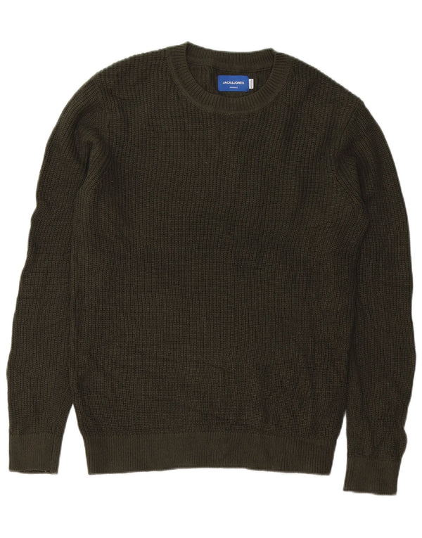 Jack & Jones Mens Crew Neck Jumper Sweater Medium Green Acrylic