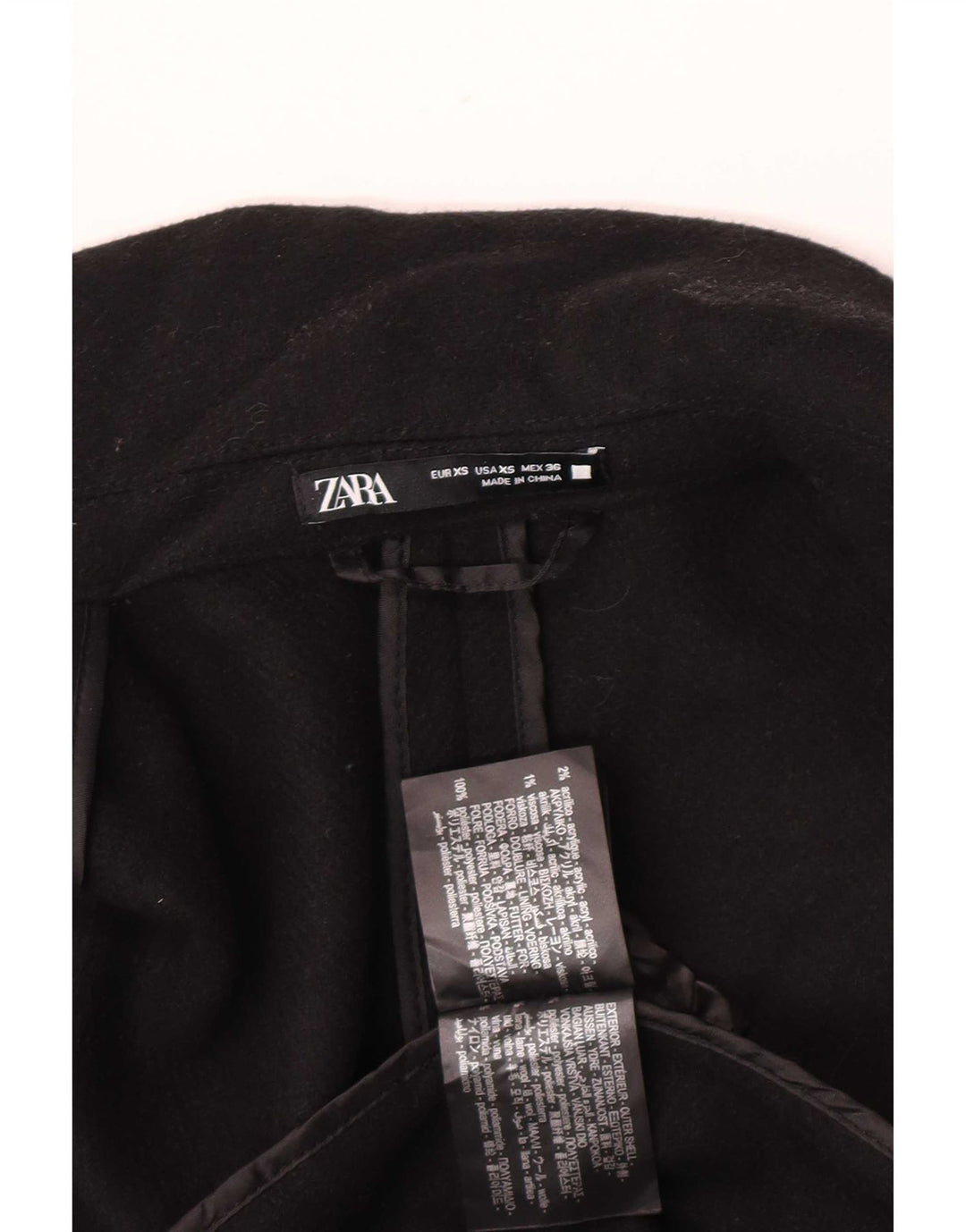 Zara Abrigo Hombre ES 34 XS Negro Poliéster