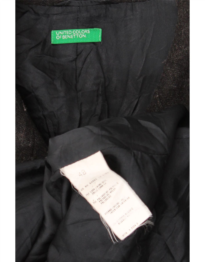 Benetton Mens Pea Coat IT 48 Medium Grey Wool