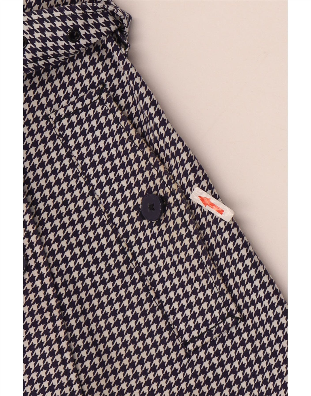Jack Wills Womens Trench Coat UK 8 Small Navy Blue Houndstooth Cotton