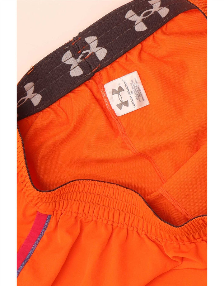 Under Armour Womens Sport Shorts UK 8 Small Orange Striped Polyester