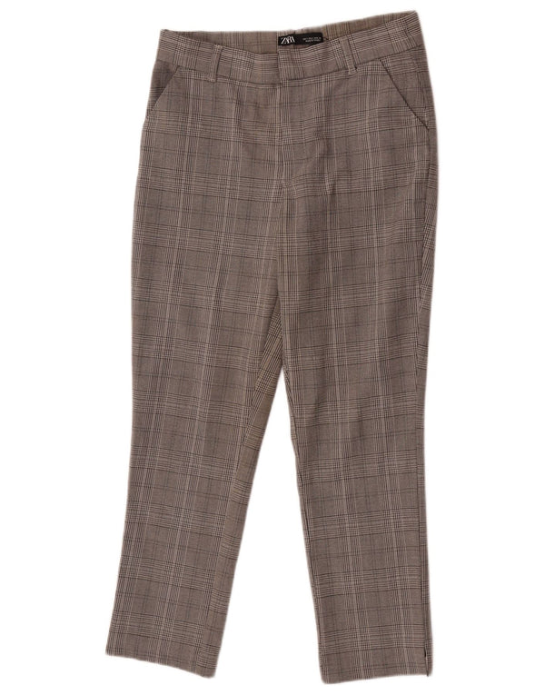 Pantaloni chino slim da donna Zara piccoli W26 L25 a quadri grigi