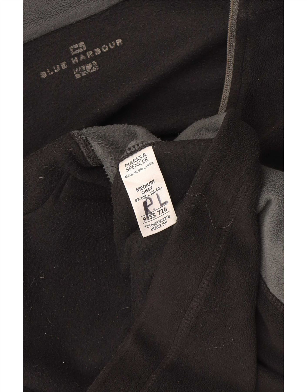 Marks & Spencer Mens Blue Harbour Fleece Jacket UK 38 Medium Black