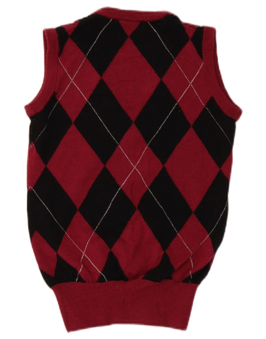 Fred Perry Dame Vest Tank Top UK 8 Small Red Argyle/Diamond Wool