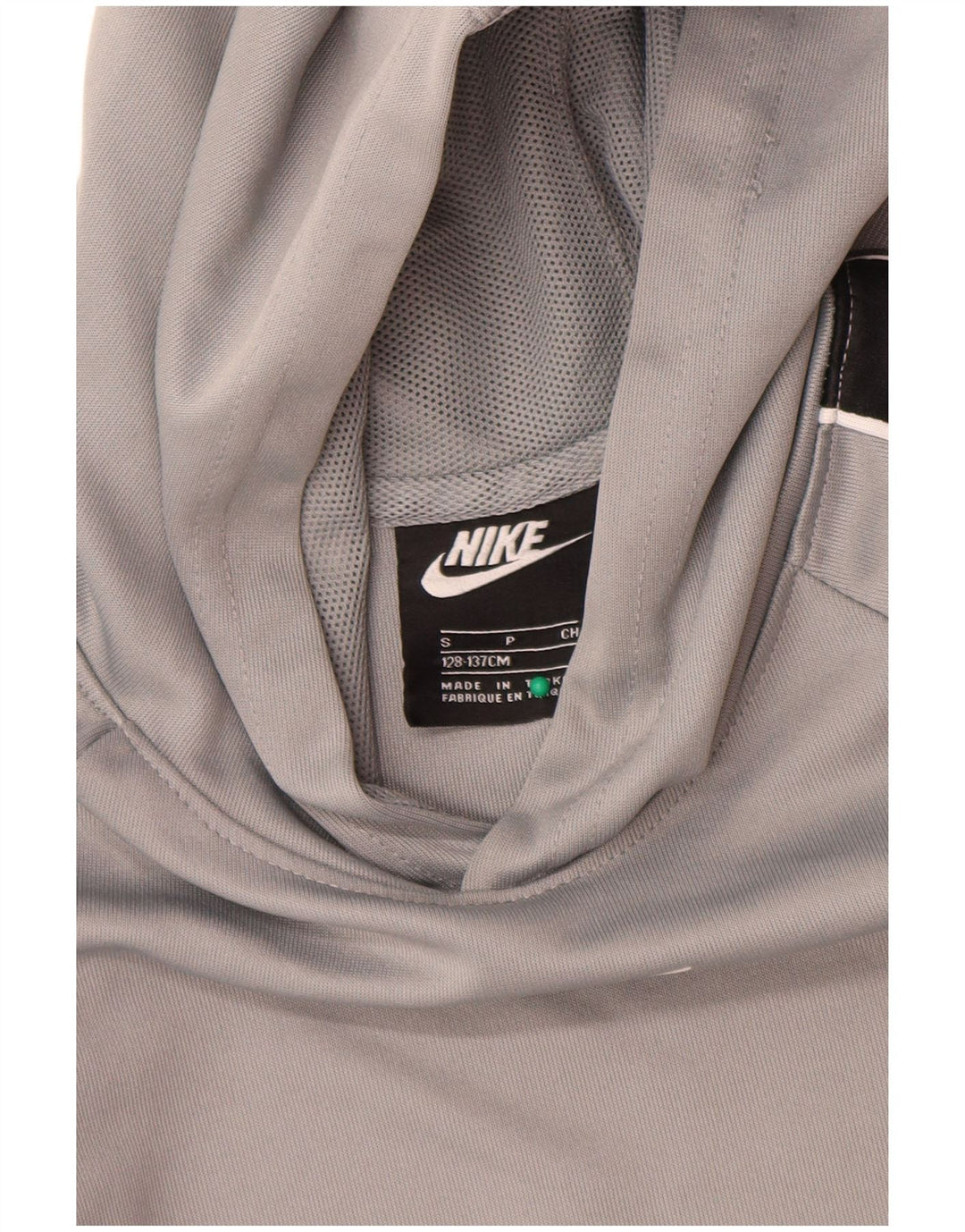 Nike Jungen-Pullover mit grafischem Kapuzenpullover, 8–9 Jahre, Größe S, graues Farbblock-Polyester