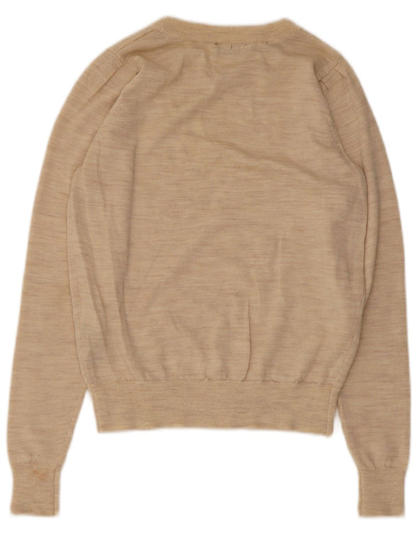 Selected Femme Womens Boat Neck Jumper Sweater UK 6 XS Beige Wool