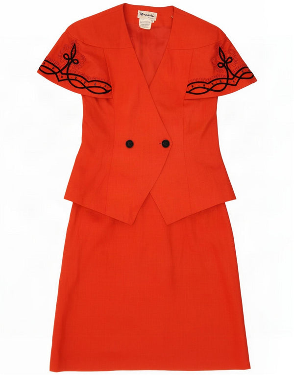 Bagatelle Damen Kurzarm-2-teiliges Rock-Set IT 46 Large W30 Orange