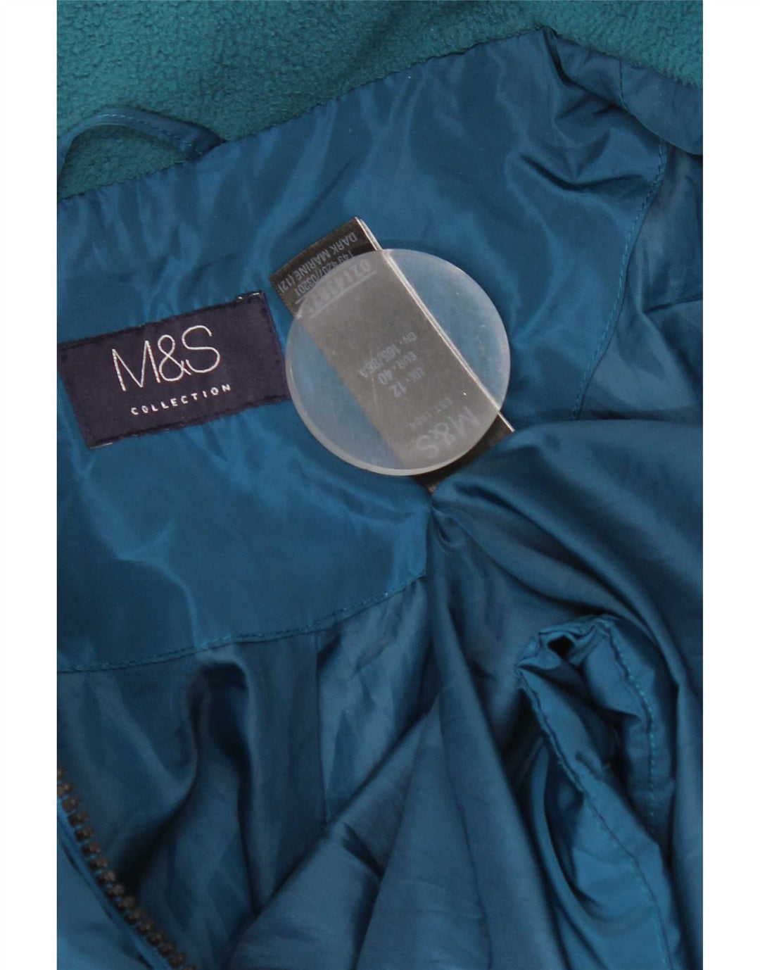 Giacca imbottita trapuntata da donna Marks & Spencer UK 12 poliestere blu medio