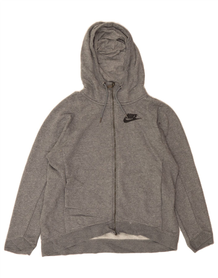 NIKE Womens Zip Hoodie Sweater UK 14 Medium Grey Cotton Vintage Nike and Second-Hand Nike from Messina Hembry 