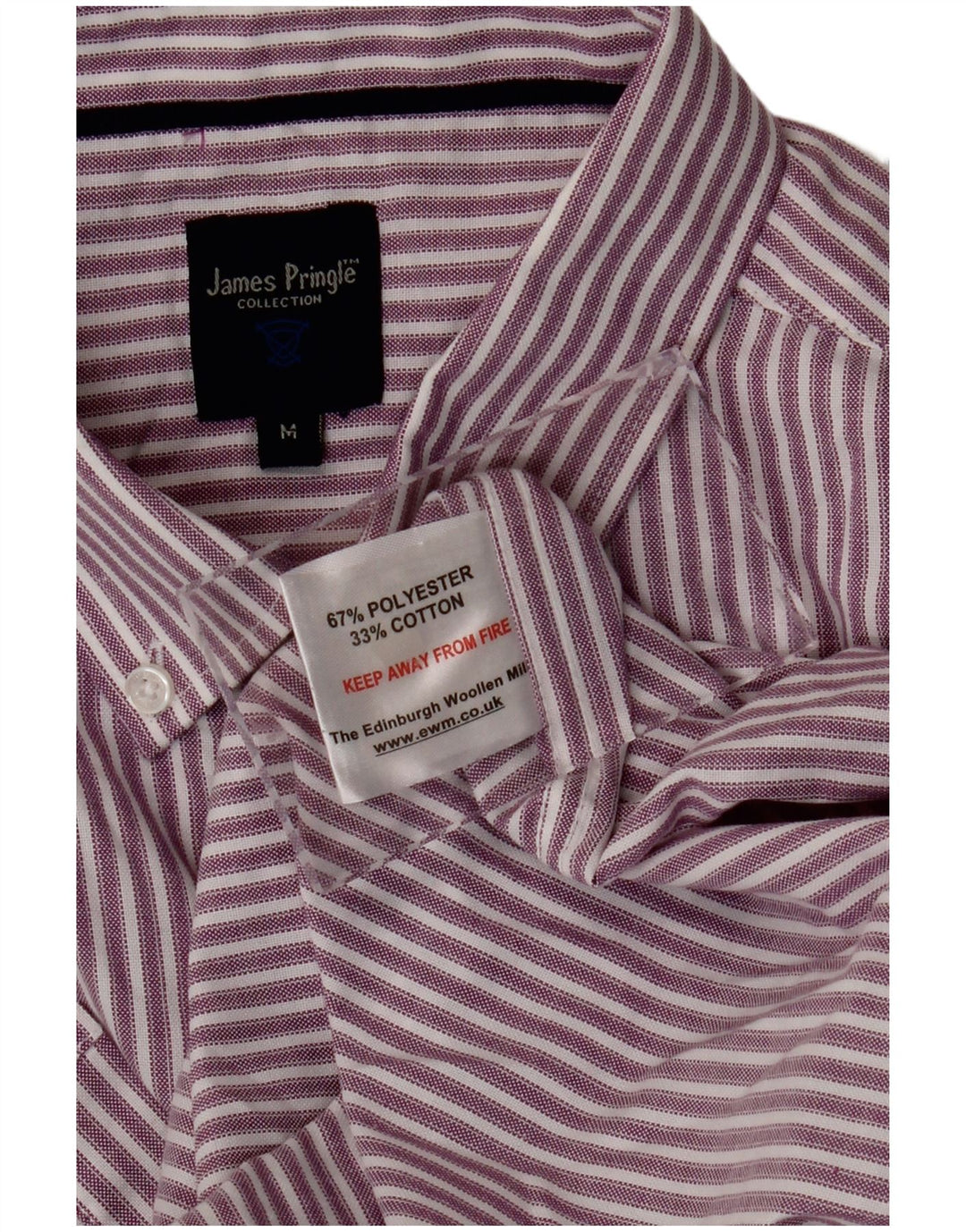 JAMES PRINGLE Herre kortærmet skjorte medium lilla nålestribet polyester