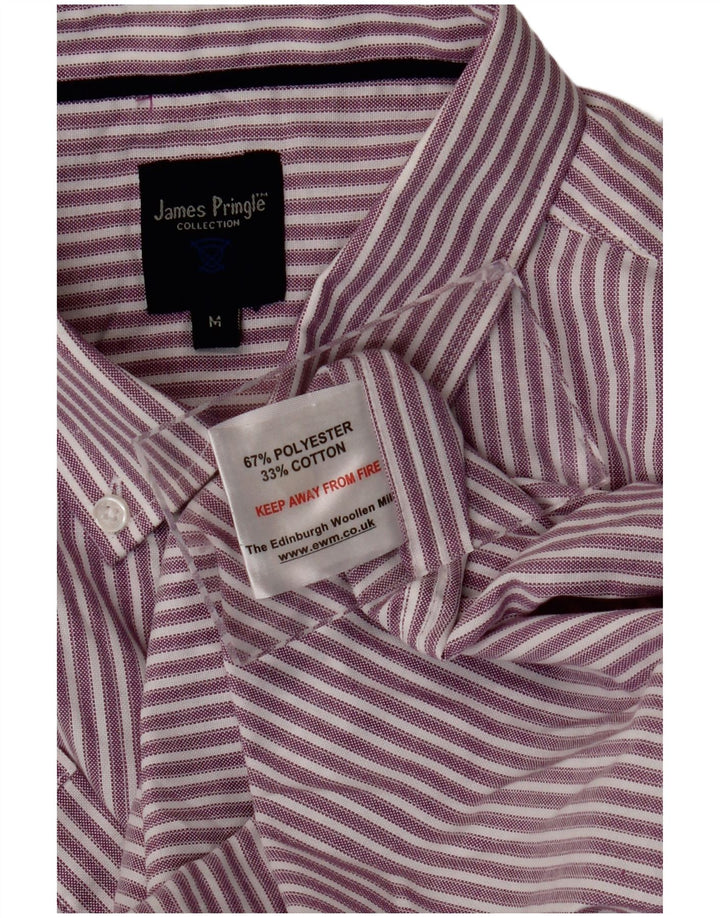 JAMES PRINGLE Herre kortærmet skjorte medium lilla nålestribet polyester