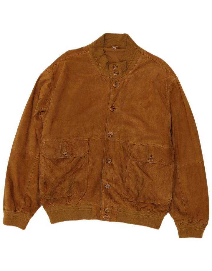 Luca D'altieri Ανδρικό Suede Bomber Jacket IT 56 3XL Καφέ Δερμάτινο