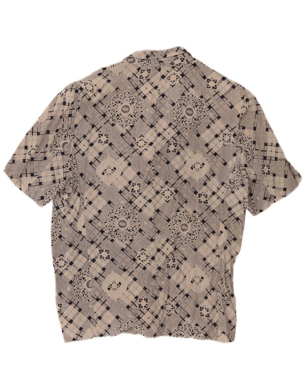 Vintage Womens Short Sleeve Shirt UK 16 Large Grey Geometric