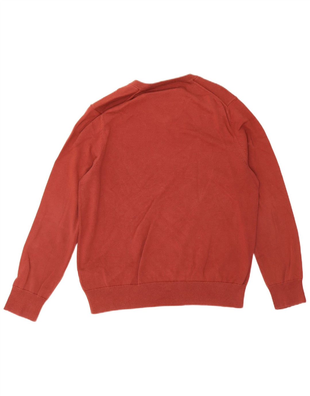 Marks & Spencer Mens V-Neck Jumper Sweater Large Maroon Cotton