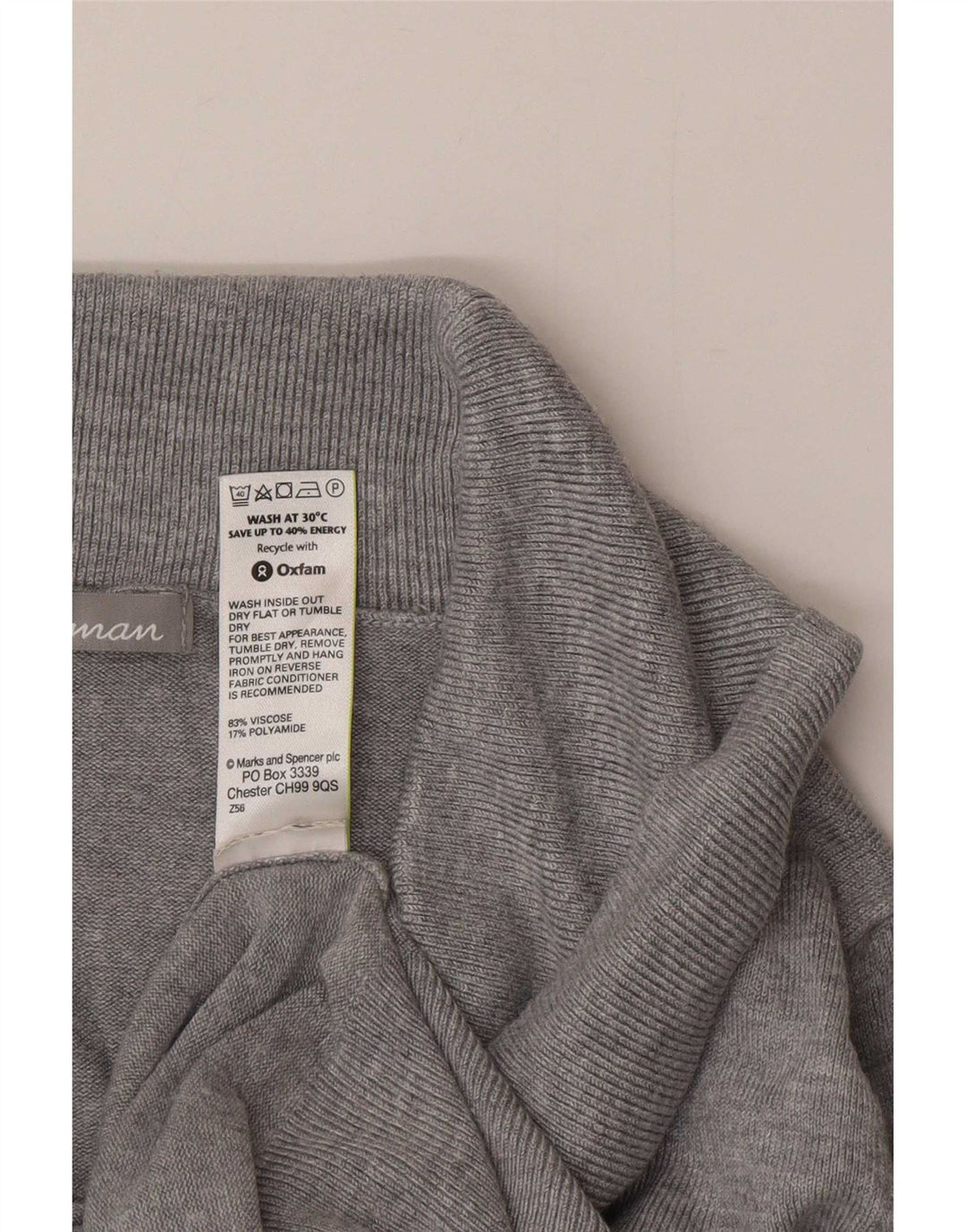 Marks & Spencer Dame Rullehals sweater UK 12 Medium Grå Viscose