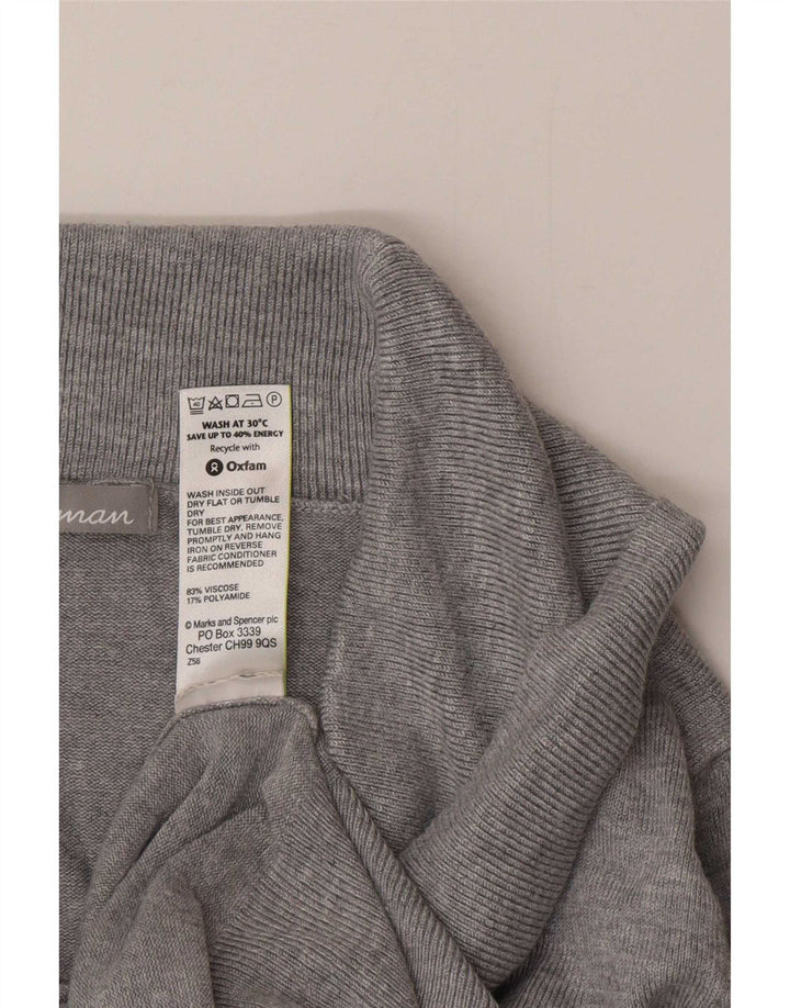 Marks & Spencer Dame Rullehals sweater UK 12 Medium Grå Viscose
