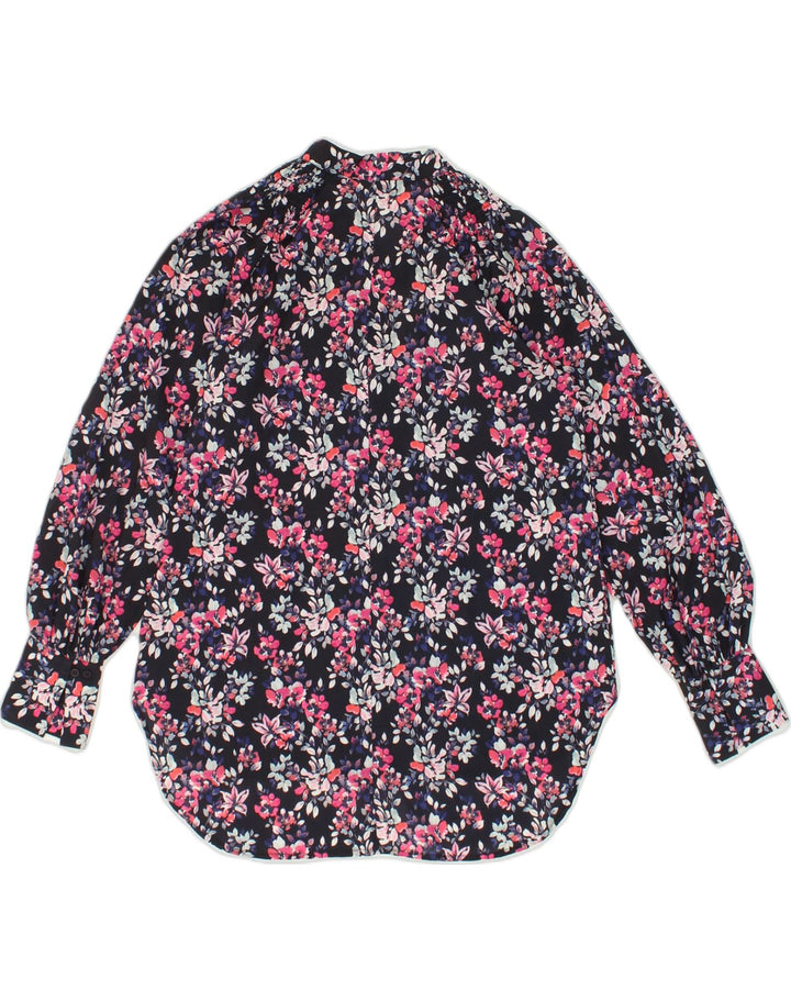FRENCH CONNECTION Womens Shirt Blouse UK 10 Small Black Floral Polyester | Vintage French Connection | Thrift | Second-Hand French Connection | Used Clothing | Messina Hembry 