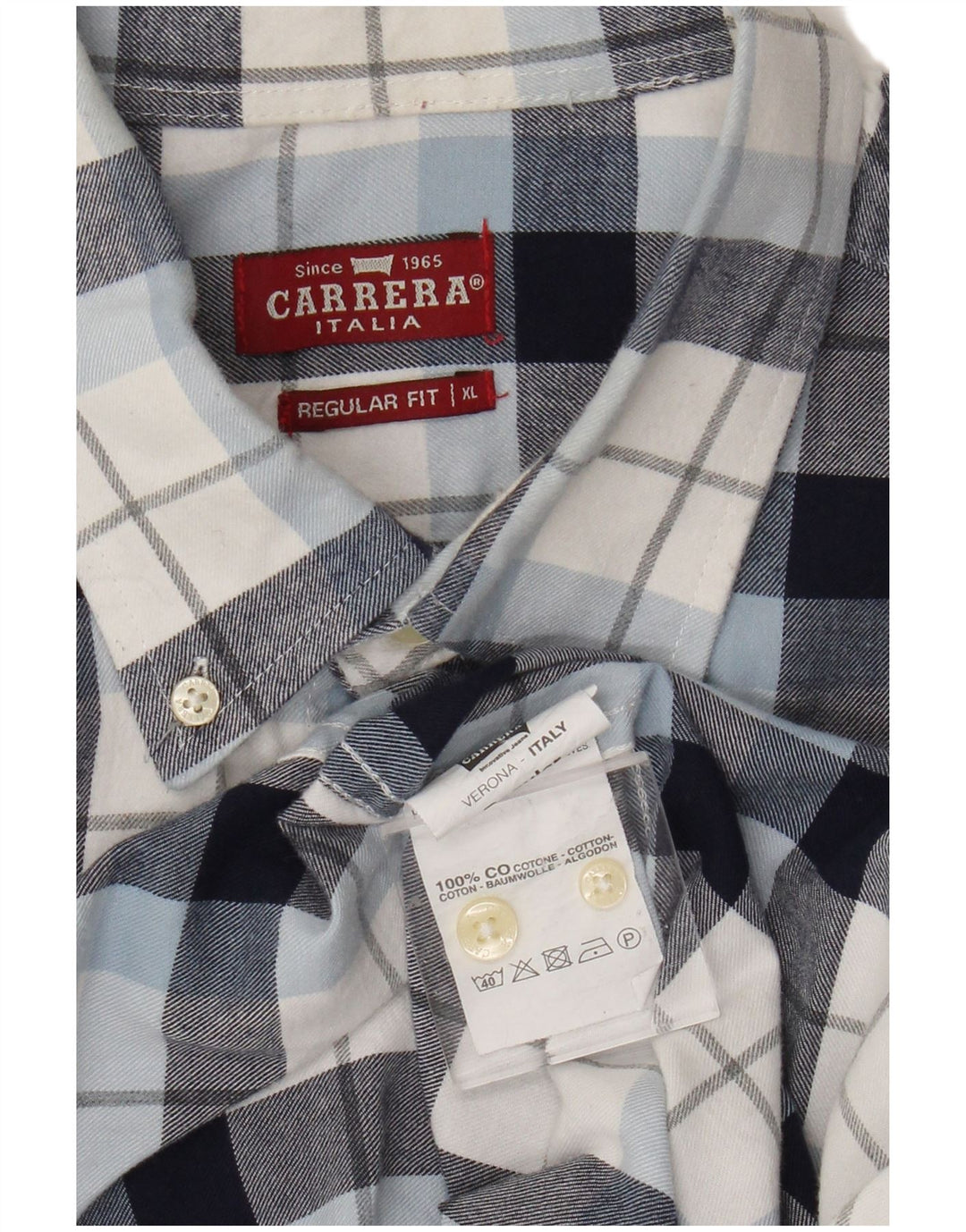 Carrera Mens Regular Fit Shirt XL Blue Cotton