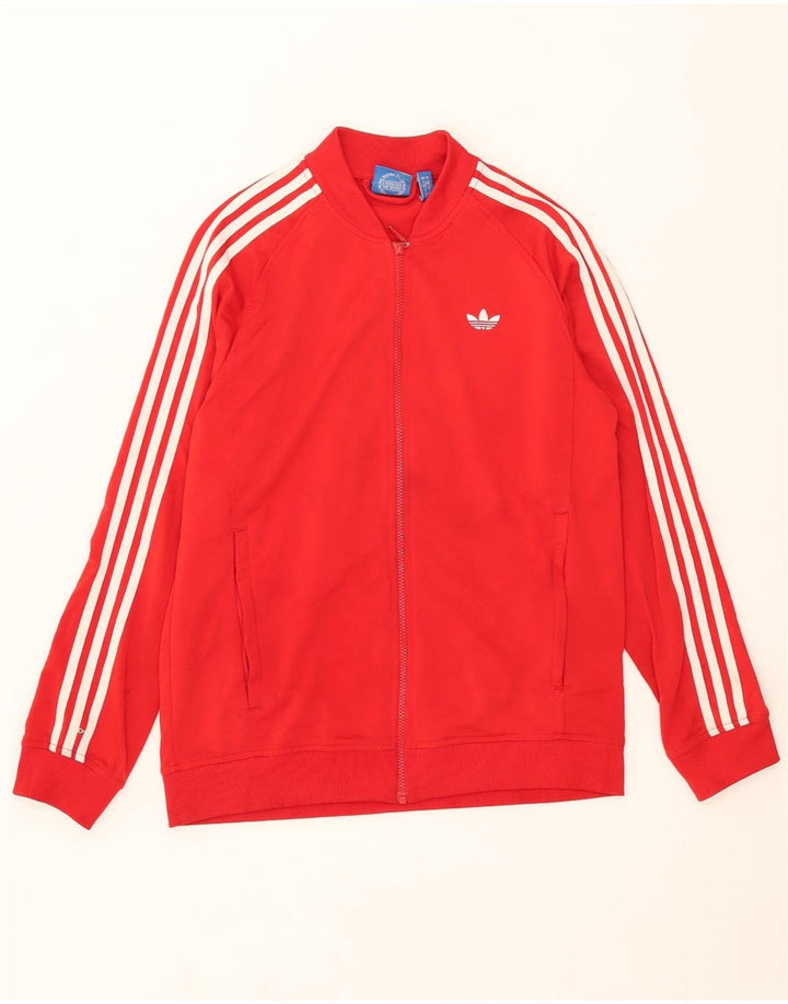 ADIDAS Mens Tracksuit Top Jacket Large Red Polyester