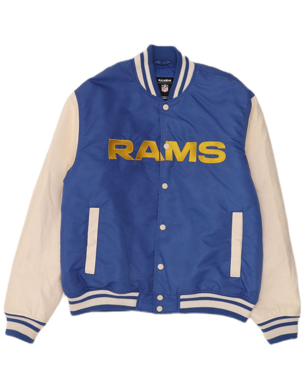 Pull & Bear Mens Los Angeles Rams Varsity Jacket UK 38 Medium Blue Sports