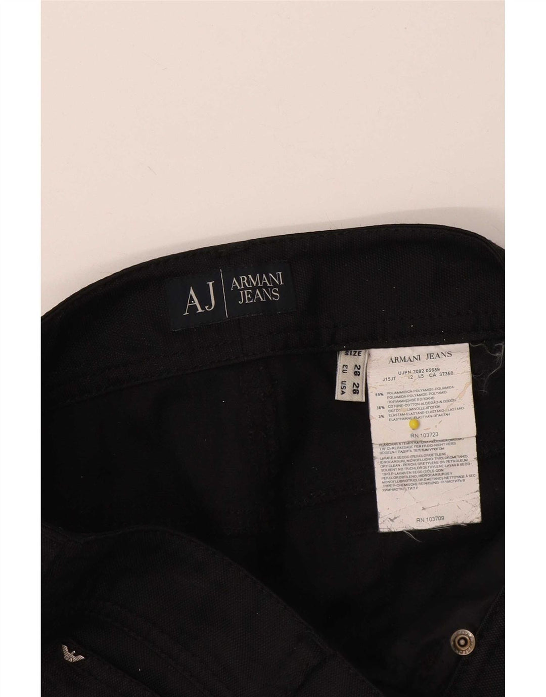 Pantaloni casual dritti da donna Armani W28 L24 neri in poliammide
