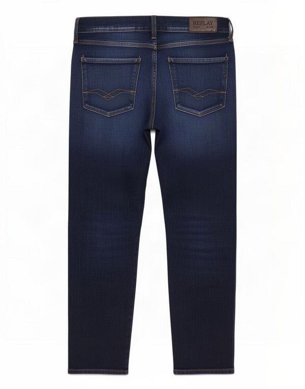 Replay Damen Anbass Slim Jeans W32 L27 Marineblau Baumwolle