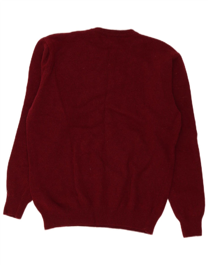Old River Herre Crew Neck Jumper Sweater Medium Burgundy Virgin Wool