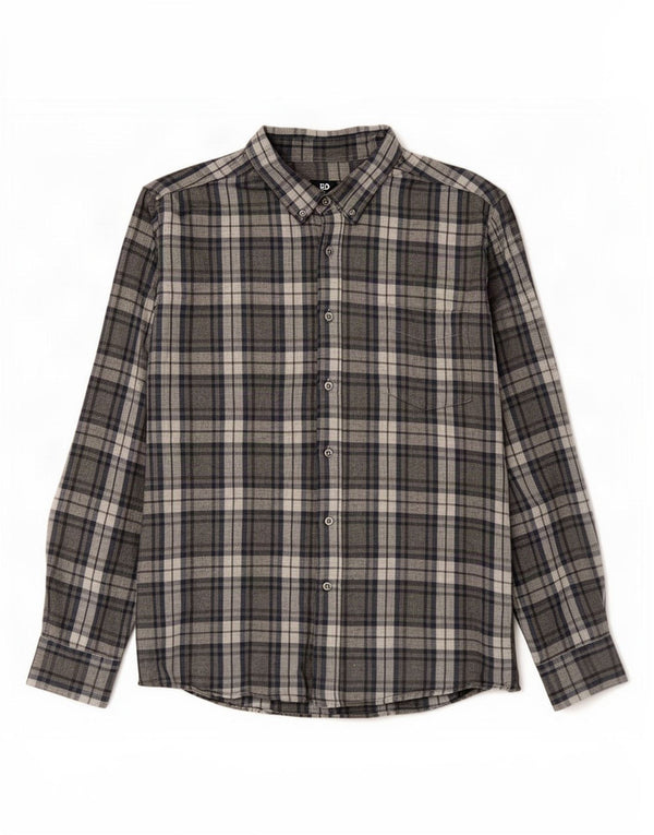 Dacks Herre Regular Fit Flanelskjorte XL Grå ternet bomuld