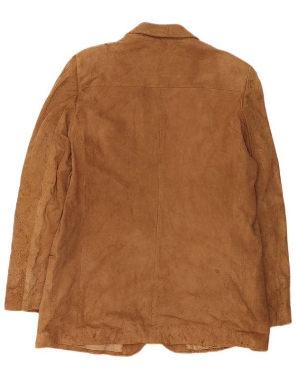 Anfor Chaqueta Blazer de Ante con 2 Botones para Mujer IT 52 2XL Cuero Beige