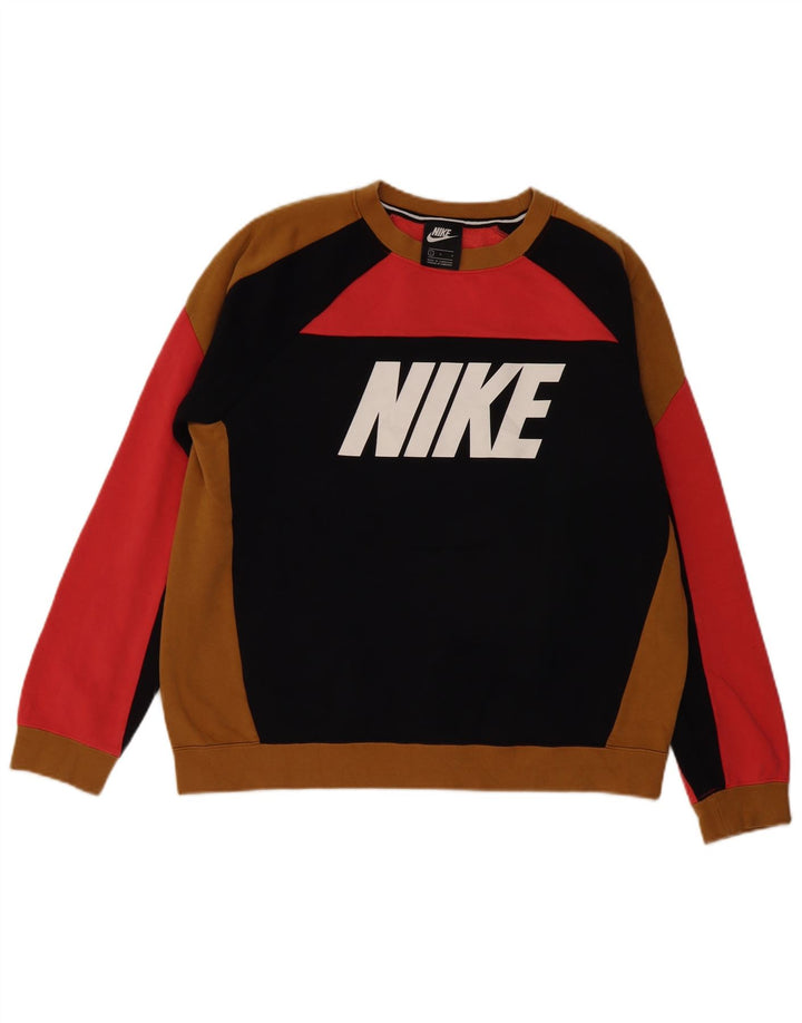 Nike Mens Graphic Sweatshirt Jumper Large Multicoloured Colourblock Cotton
