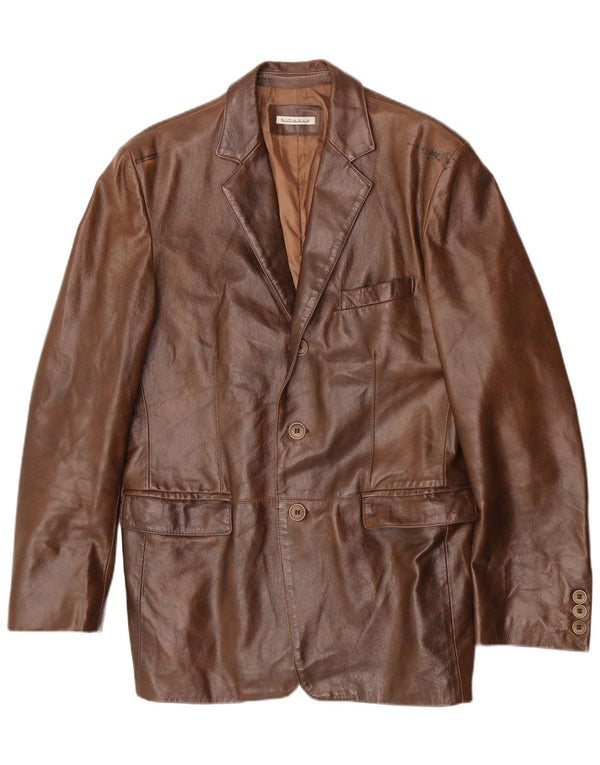 Giacca in pelle vintage da uomo UK 36 piccola marrone classica