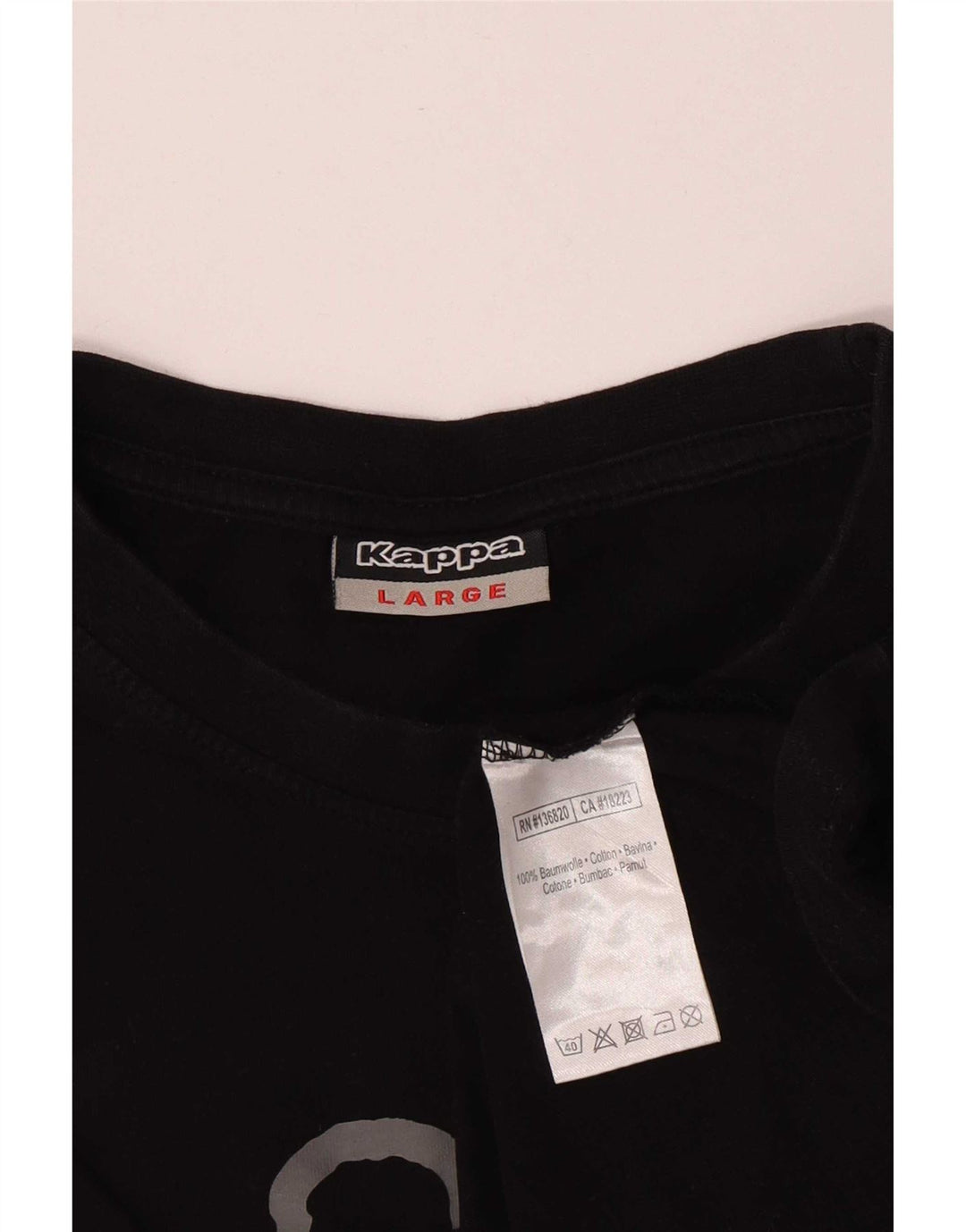 Kappa Herre Grafisk T-Shirt Top Stor Sort Bomuld