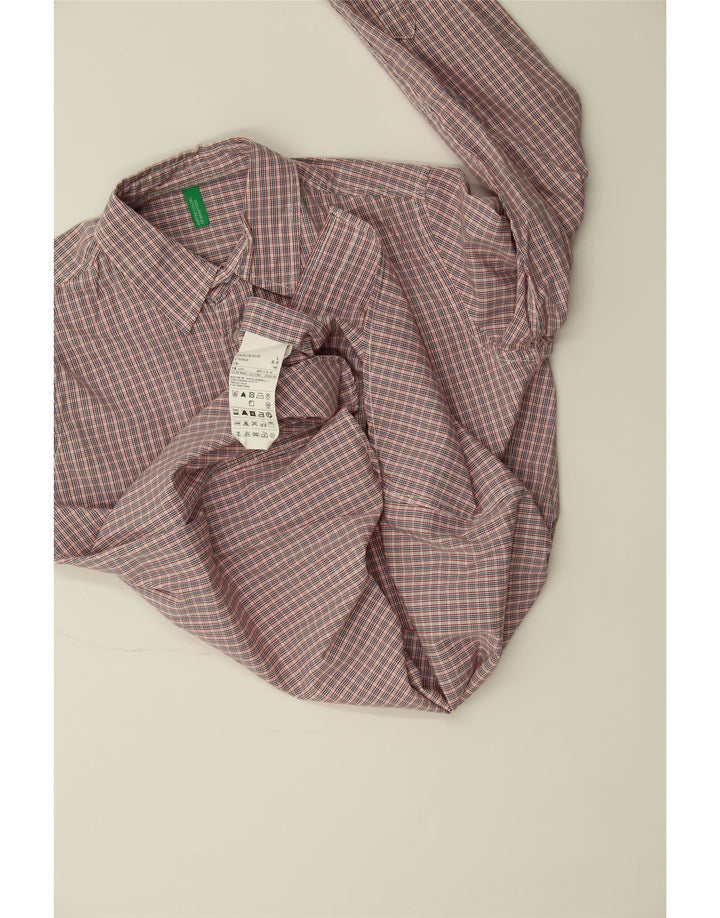 BENETTON Boys Shirt 8-9 Years Large Pink Check Cotton Vintage Benetton and Second-Hand Benetton from Messina Hembry 