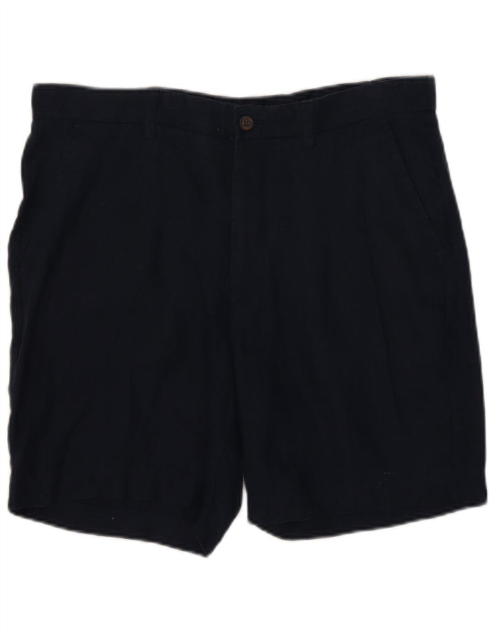 Zara Womens Chino Shorts Large W32  Navy Blue Linen