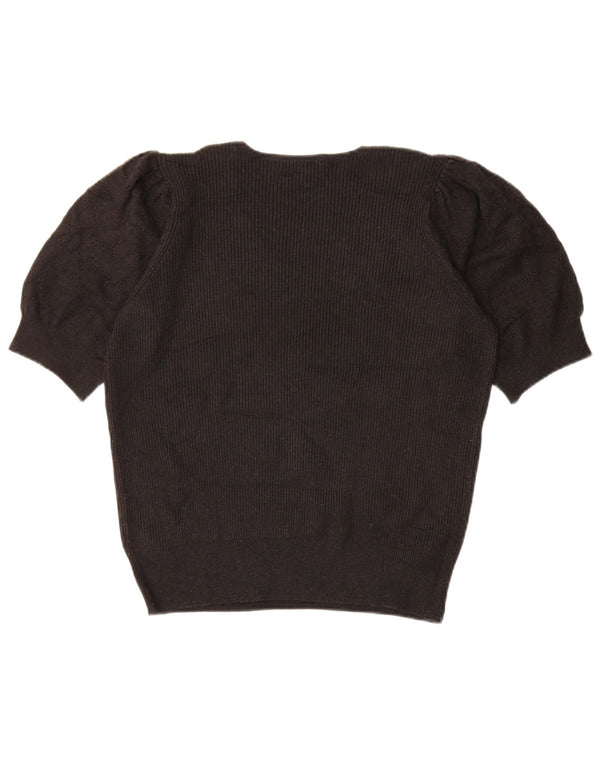 Maglione maglione con scollo a V da donna Marks & Spencer UK 14 medio nero