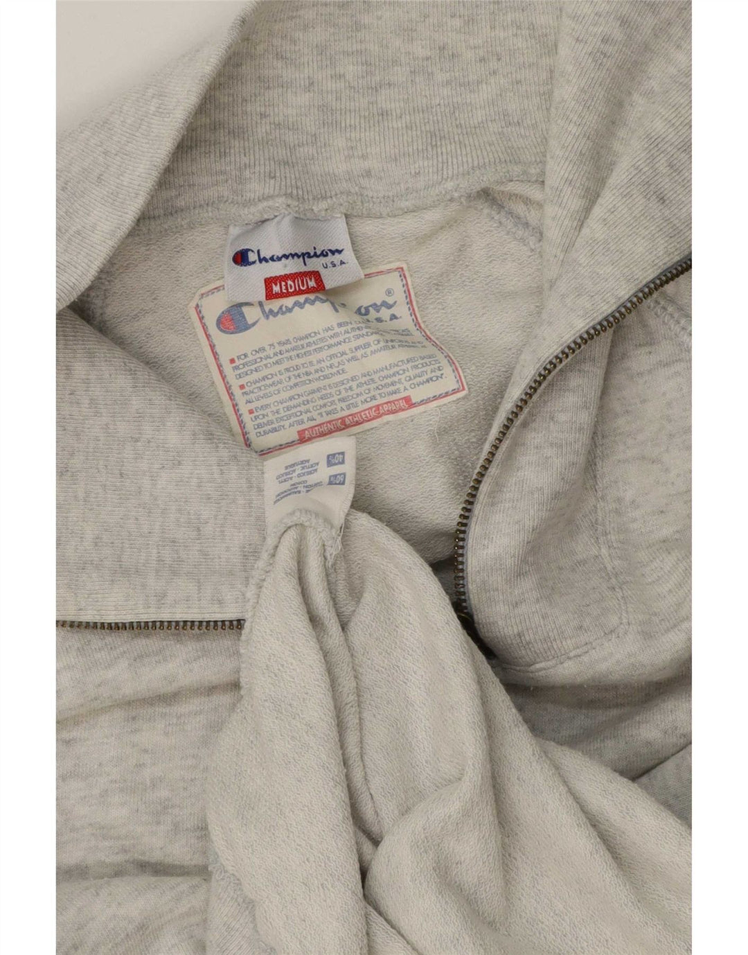 Felpa Champion da uomo con zip e collo, maglione, cotone chiazzato grigio medio