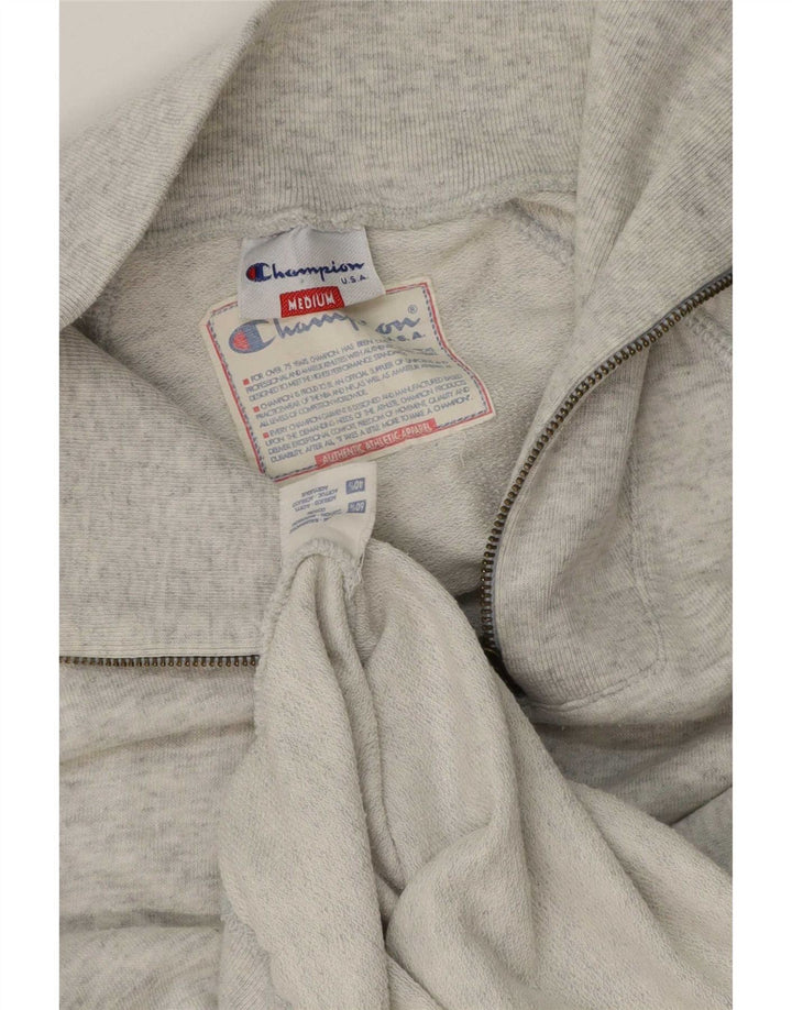 Felpa Champion da uomo con zip e collo, maglione, cotone chiazzato grigio medio