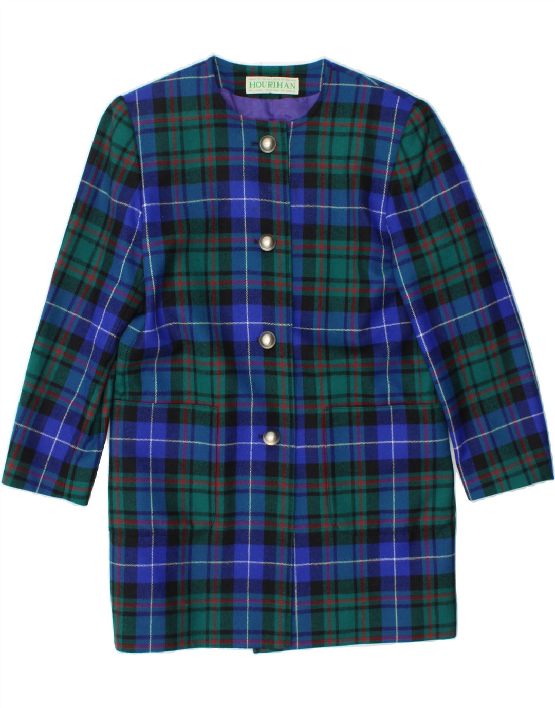 JIMMY HOURIHAN Womens Longline Blazer Jacket UK 10 Small Green Check Vintage Jimmy Hourihan and Second-Hand Jimmy Hourihan from Messina Hembry 