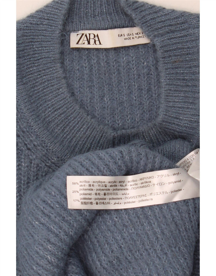 ZARA Womens Oversized Crew Neck Jumper Sweater UK 10 Small Navy Blue