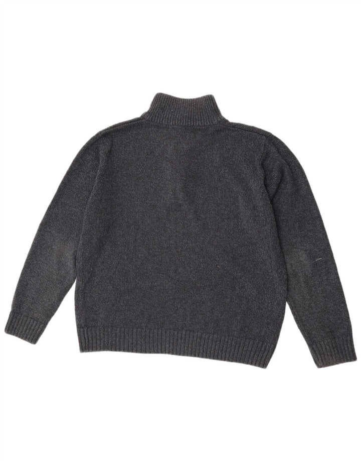 Marks & Spencer Mens Button Neck Jumper Sweater Large Navy Blue Flecked