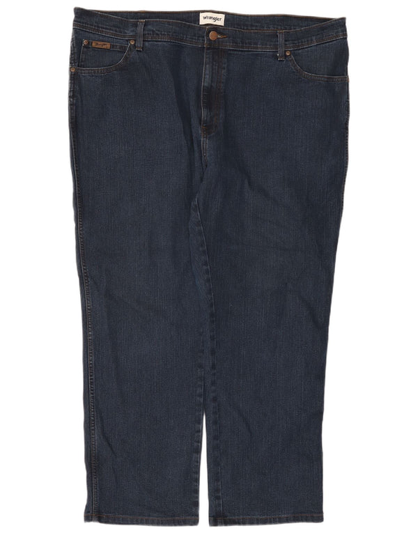 Wrangler Mens Texas Straight Jeans W46 L32 Navy Blue Cotton
