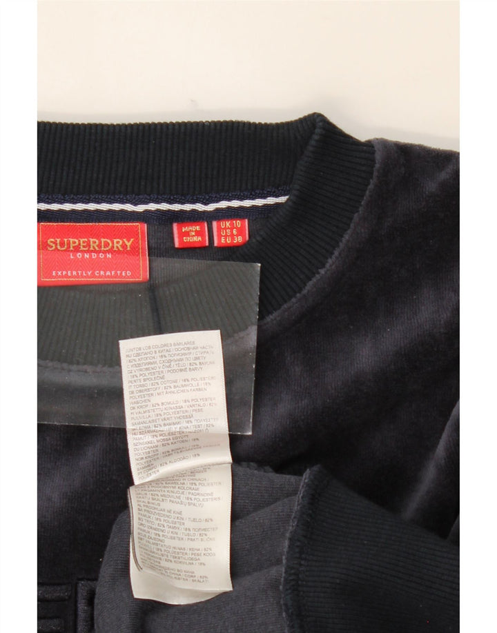 SUPERDRY Womens Oversized Graphic Sweatshirt Jumper UK 10 Small  Navy Blue Vintage Superdry and Second-Hand Superdry from Messina Hembry 