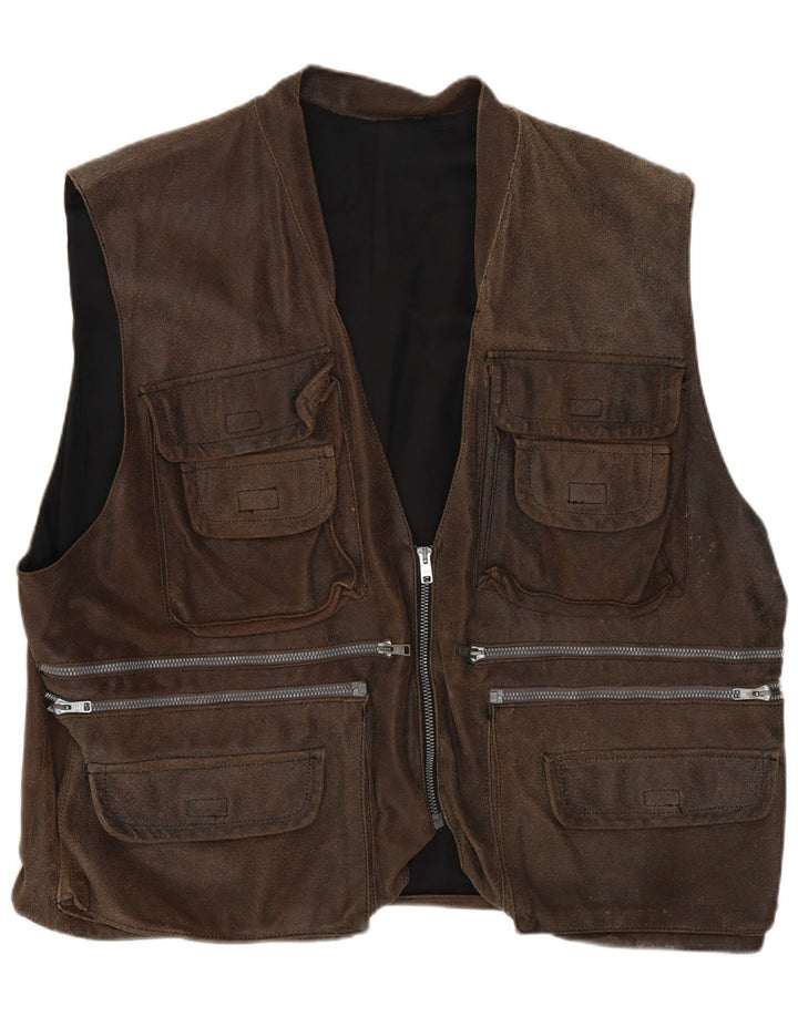 Vintage Mens Utility Gilet UK 42 XL Brown