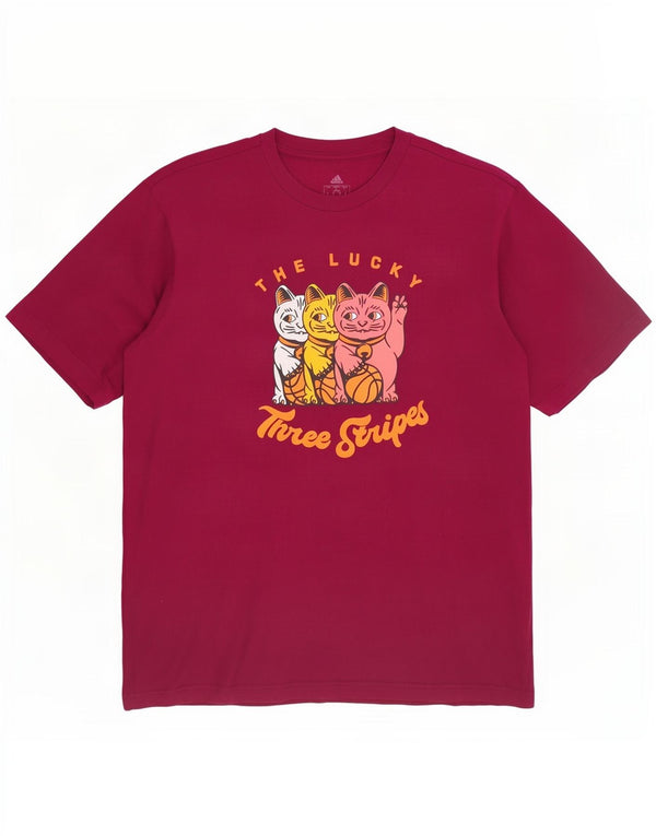 T-shirt grafica da uomo Adidas Top in cotone bordeaux medio