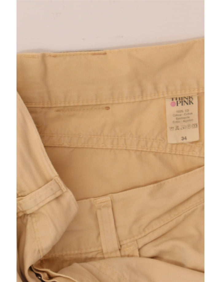 THINK PINK Mens Straight Casual Trousers W34 L31 Beige Cotton Vintage Think Pink and Second-Hand Think Pink from Messina Hembry 