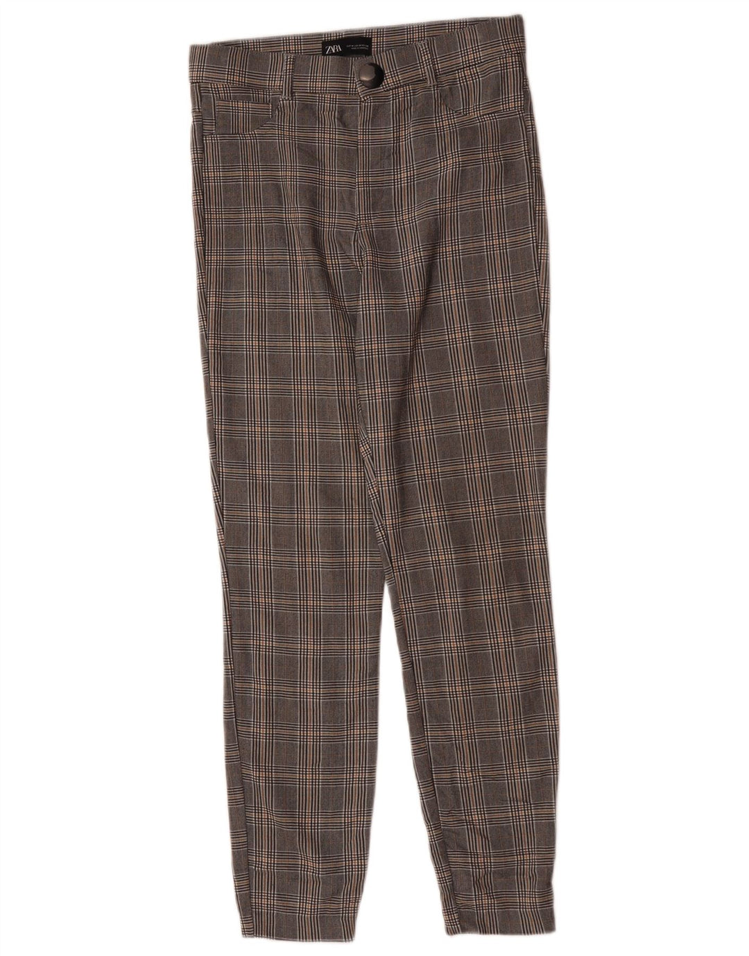 Zara Dame Slim Casual Bukser Medium W28 L28 Grå Houndstooth Viscose