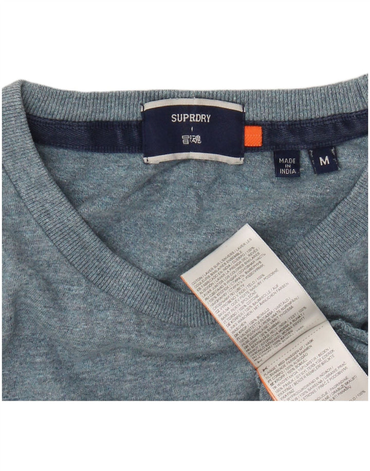 SUPERDRY Mens T-Shirt Top Medium Blue Flecked Cotton