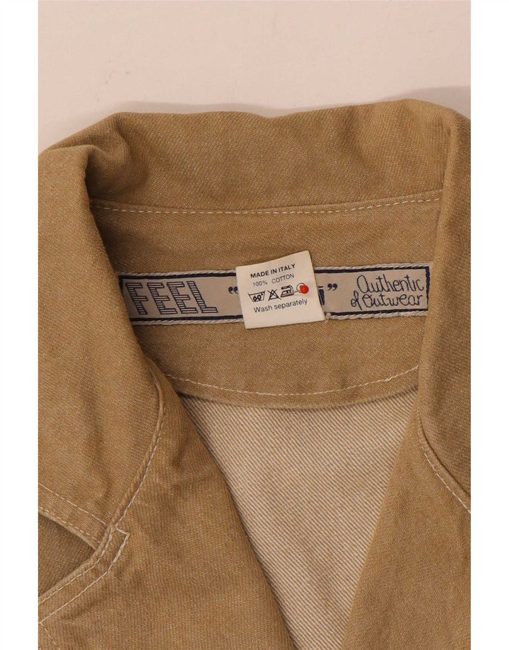Vintage Womens Crop Denim Jacket UK 14 Medium Brown Cotton