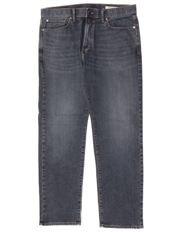 Marks & Spencer Mens Regular Fit Straight Jeans W36 L31 Blue Cotton