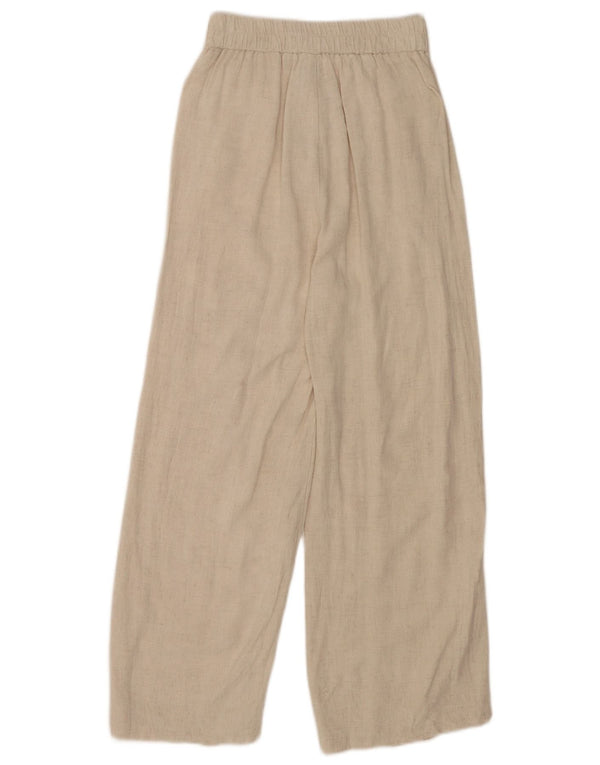 Stradivarius Pantalon décontracté taille haute jambe large pour femme XS W24 L24 Beige